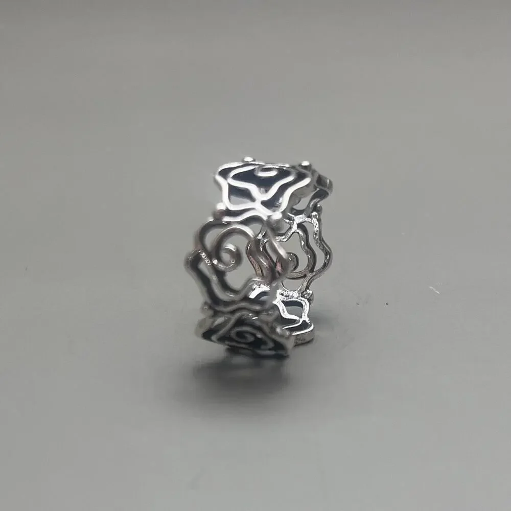 Vintage Silver Wrapped Rose Ring – Size 8, Unisex, Brand New